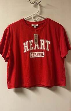 Red "Heart Breaker" Short Sleeve Graphic T-Shirt